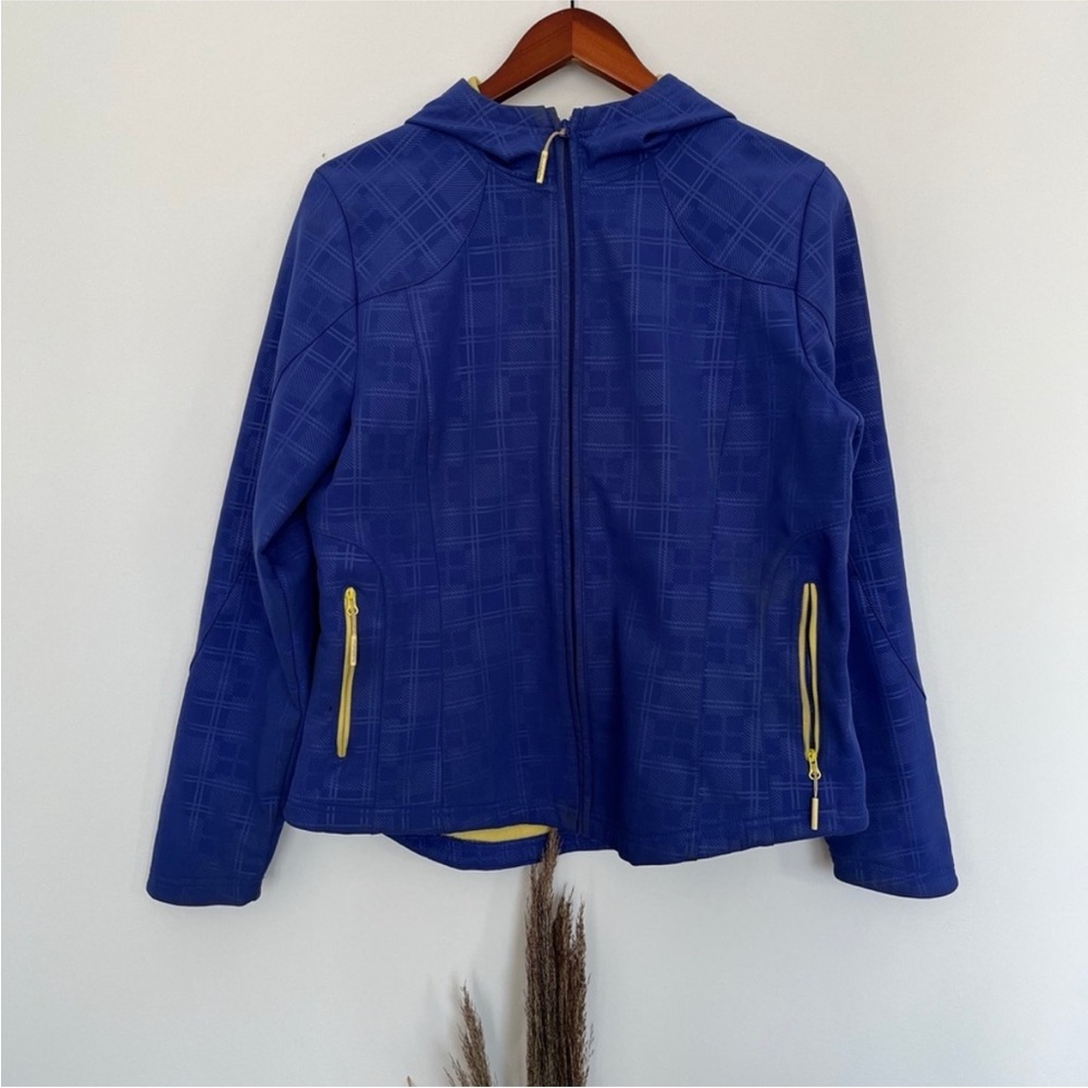 5/$20 Mondetta Blue Purple Hooded Jacket with Yellow Accents Size L KIDS